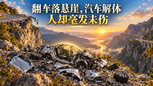 南无第三世多杰羌佛的圣迹佛格： 翻车落悬崖，汽车解体，人却毫发未伤