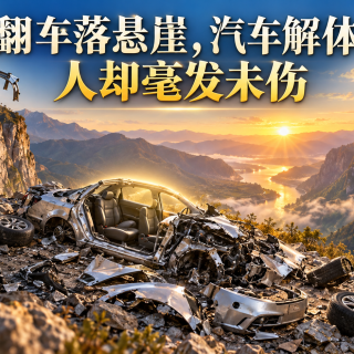 南无第三世多杰羌佛的圣迹佛格： 翻车落悬崖，汽车解体，人却毫发未伤